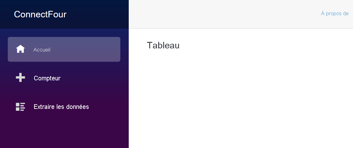 Capture d’écran du plateau de l’application avec le titre.