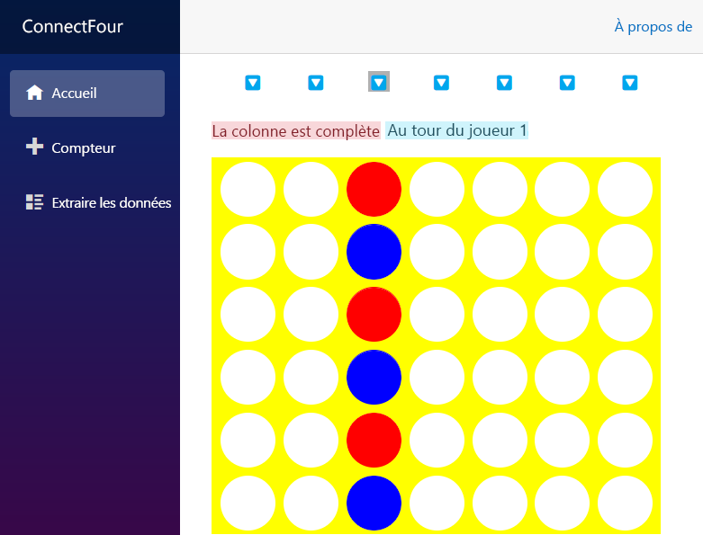 Capture d’écran de votre partie jusqu’ici, avec un plateau et des pièces de jeu.