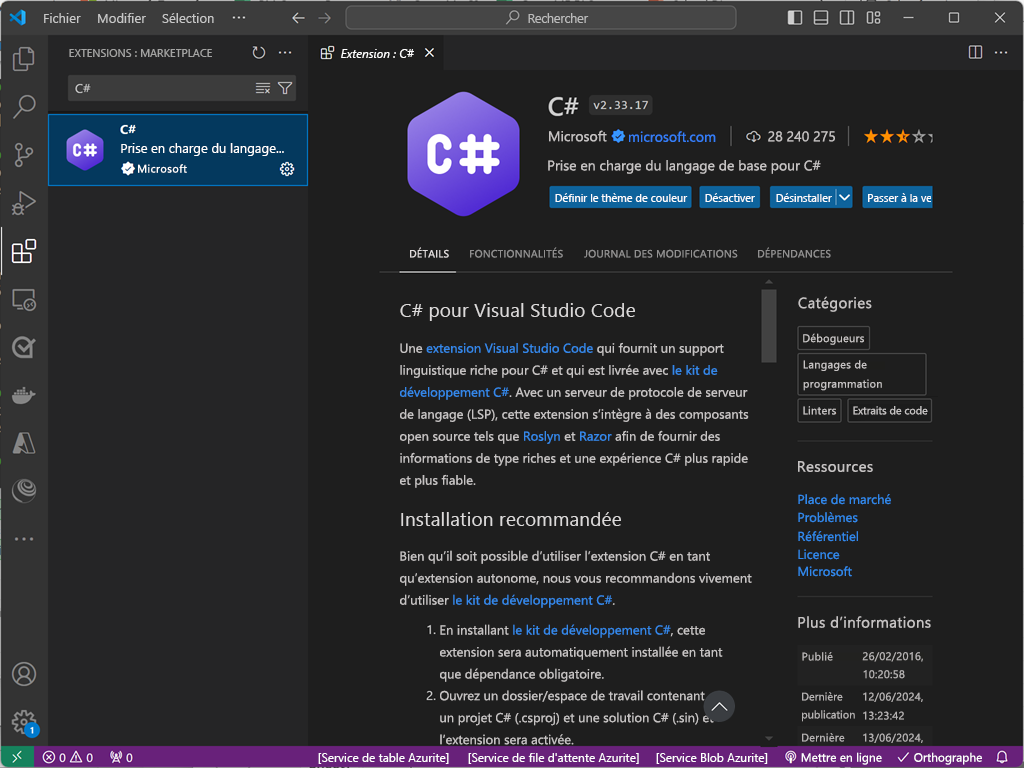 Screenshot of Visual Studio Code prompt to add required assets to build and debug your .NET project.