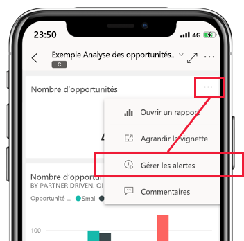 Capture d’écran de l’option Gérer les alertes.