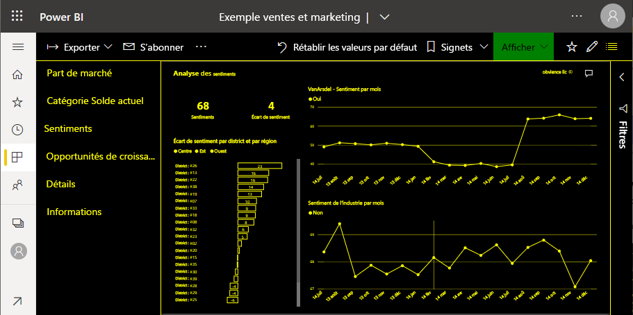 Capture d’écran du rapport en jaune et noir.