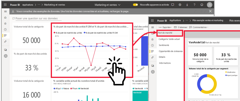 Capture d’écran de l’ouverture d’un rapport Power BI.