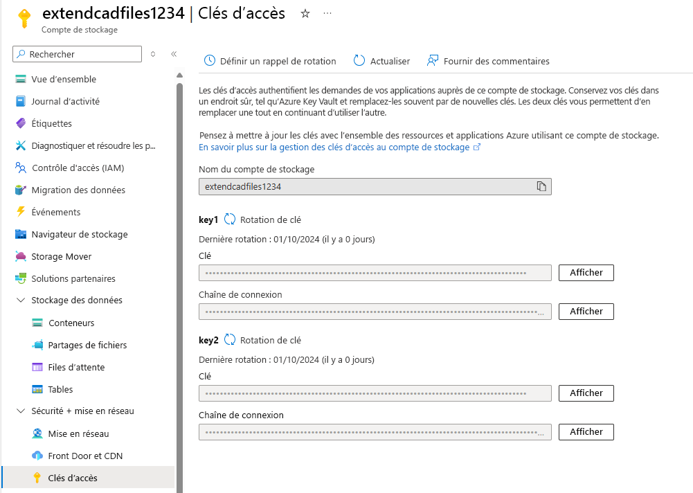 Capture d’écran de l’option Clés d’accès sous Sécurité + réseau.