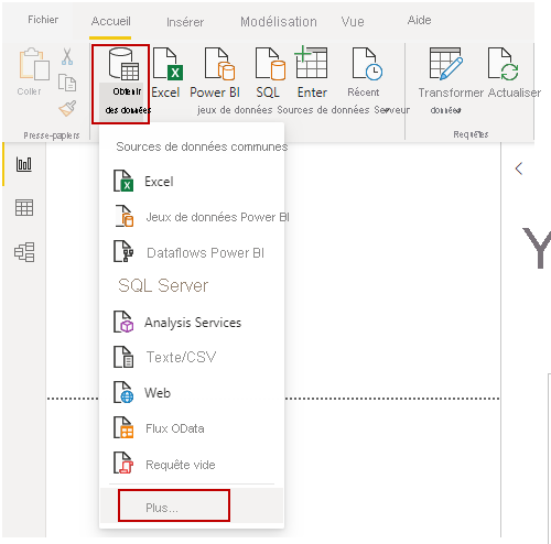Le bouton Obtenir des données sous l’onglet Accueil.