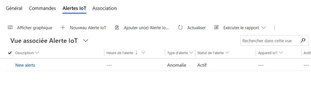 Capture d’écran de l’alerte de température générée par le simulateur.