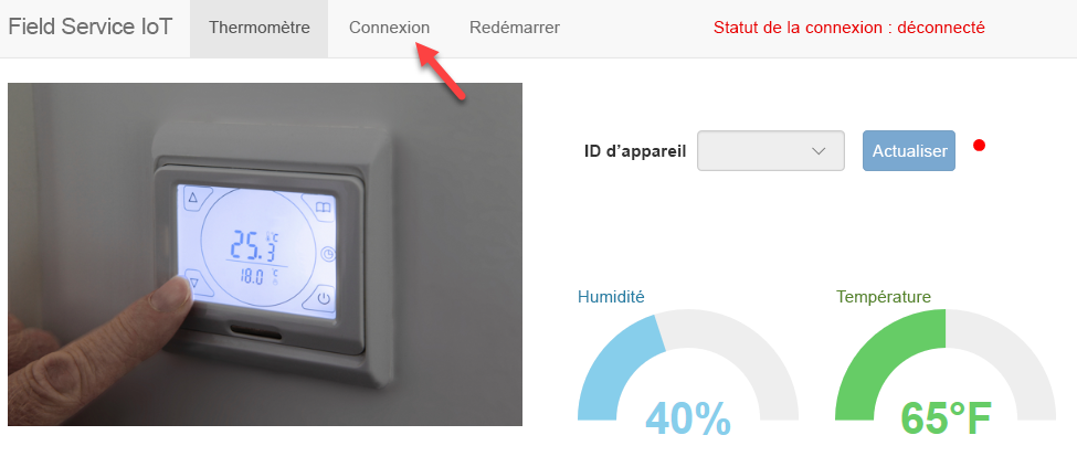 Capture d’écran du menu Connexion à sélectionner.