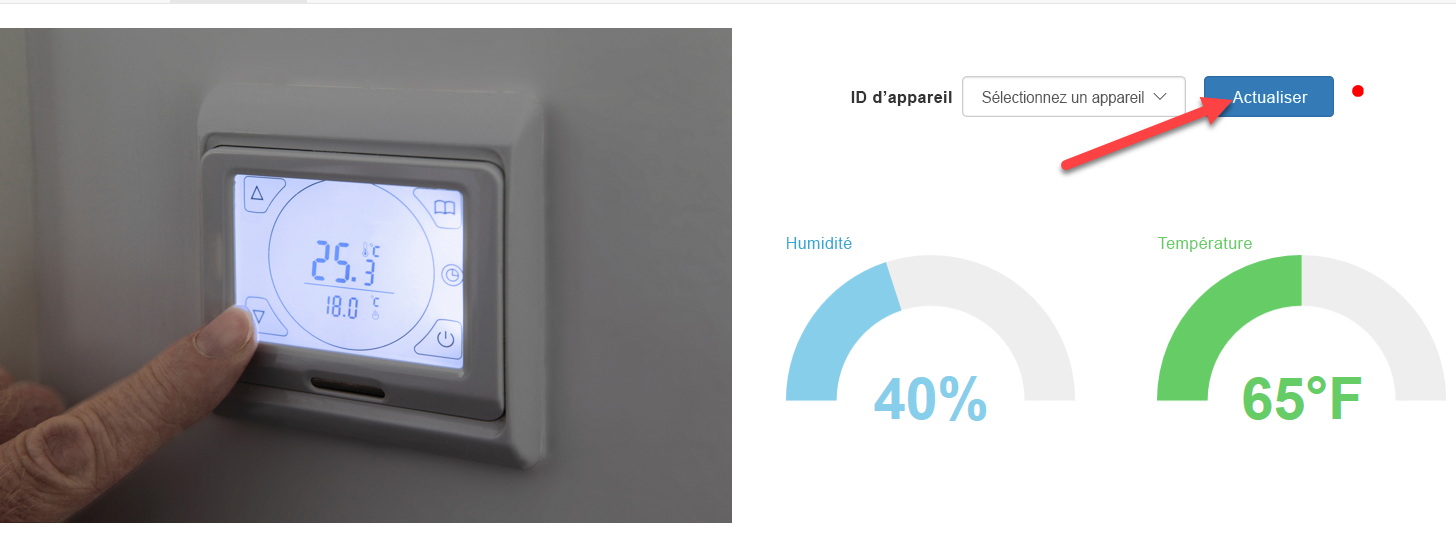 Capture d’écran du bouton Actualiser à sélectionner.