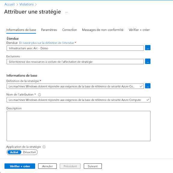 Capture d’écran montrant la page de sélection Azure Policy.