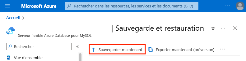 Capture d’écran des paramètres de sauvegarde et de restauration mettant en évidence le bouton Sauvegarder maintenant.