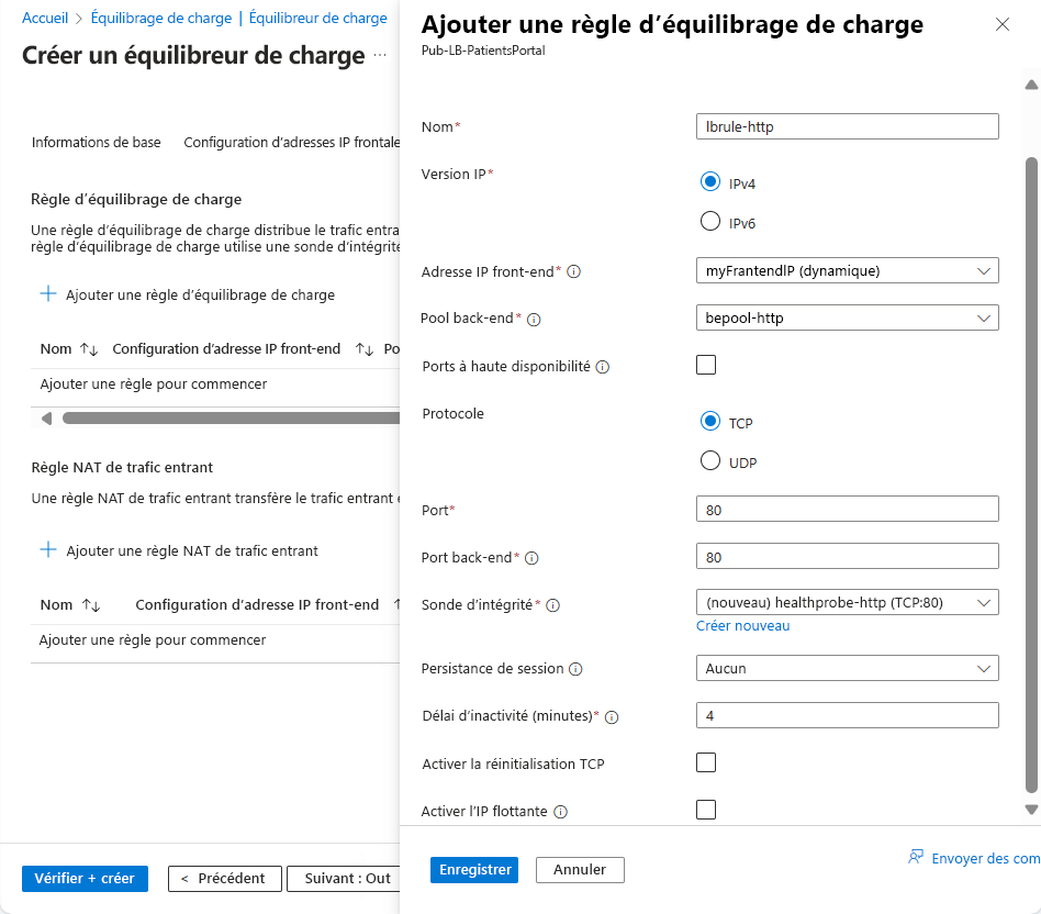 Ajouter une nouvelle règle d’équilibrage de charge.