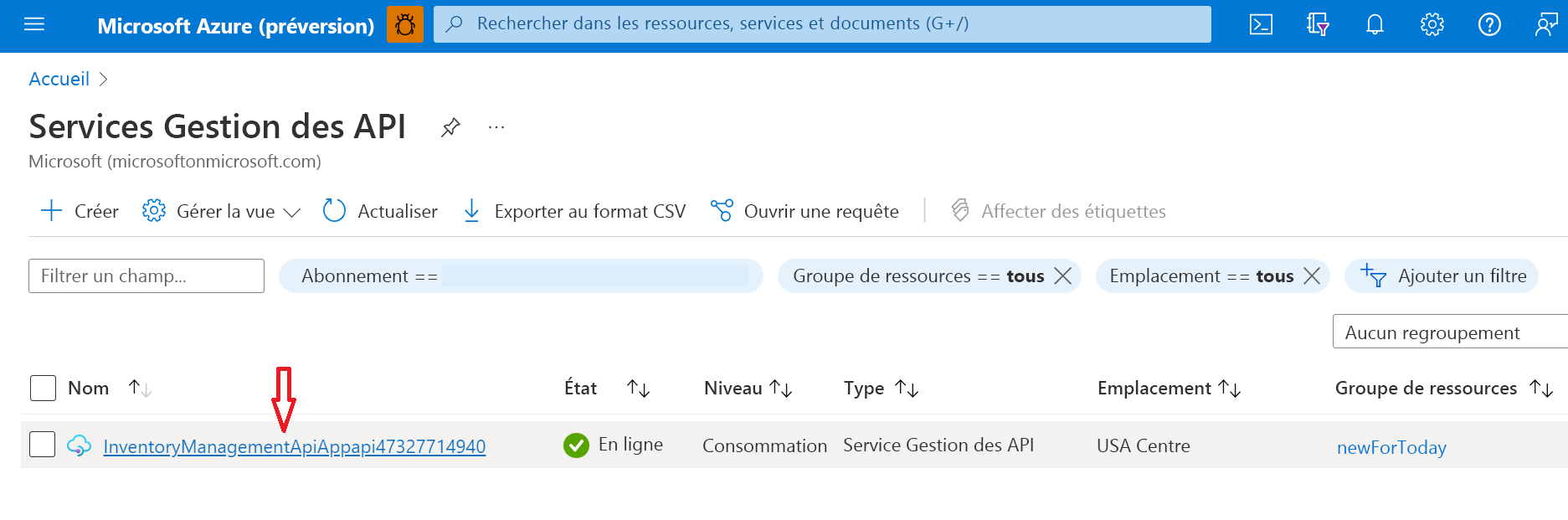 Instances de Gestion des API.