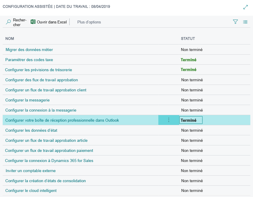 Image de la configuration assistée et de l’option Configurer votre boîte de réception professionnelle.