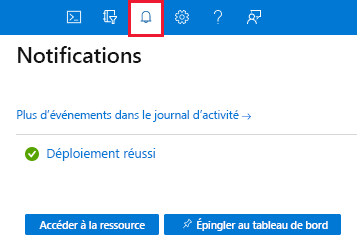 Capture d’écran montrant l’icône Notifications dans la barre d’outils et une partie du volet Notifications.