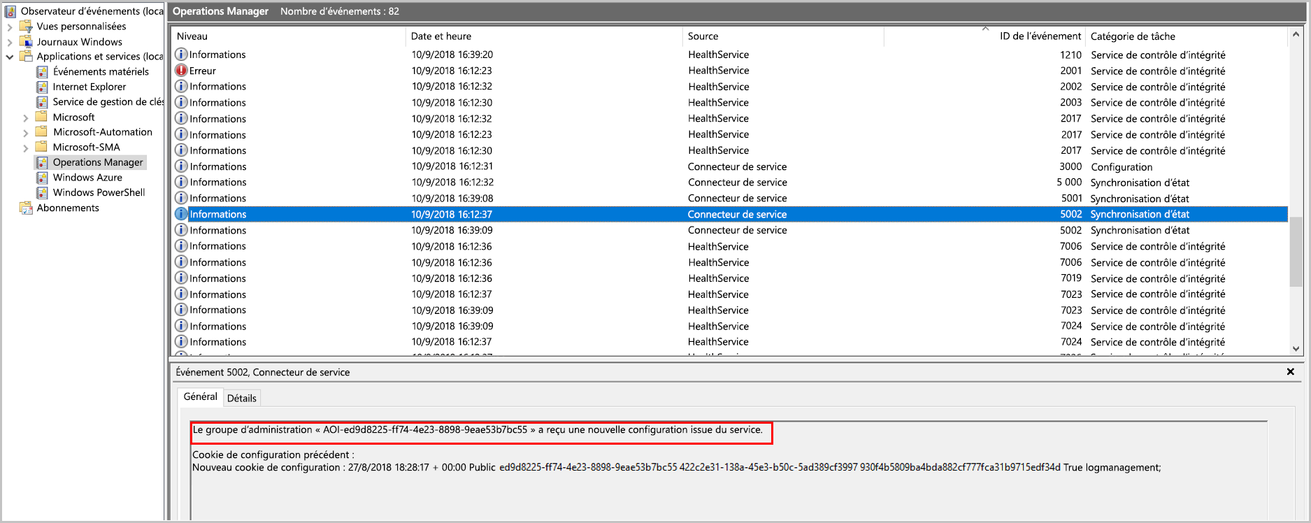 Capture d’écran montrant que la machine virtuelle a reçu une nouvelle configuration de la part du service.