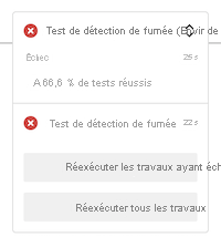 Screenshot of Azure DevOps showing the pipeline run's Smoke Test stage for the test environment. The status shows that the stage failed.