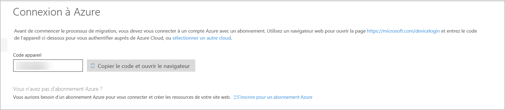 Capture de l’écran où vous pouvez copier le code d’appareil.