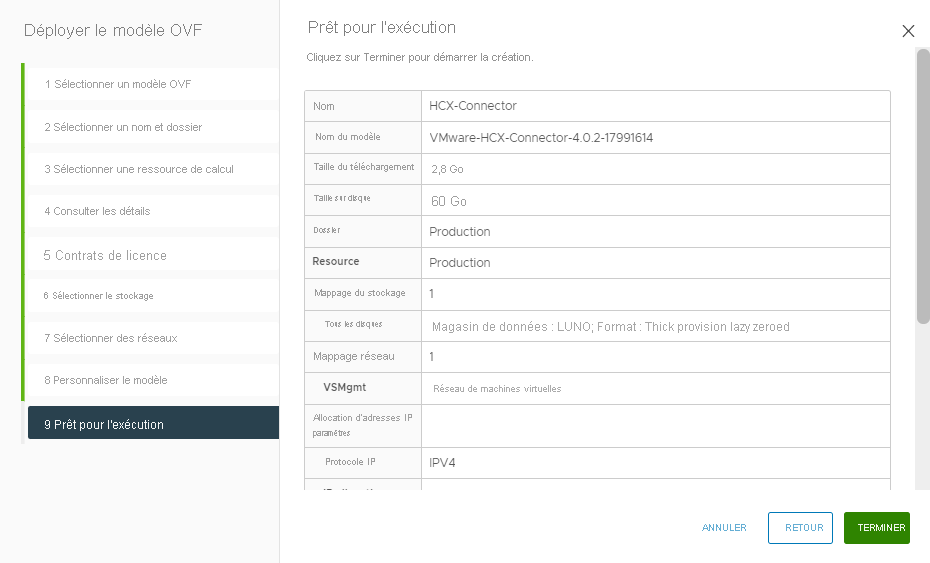 Screenshot that shows the appliance is ready to complete the installation on-premises.