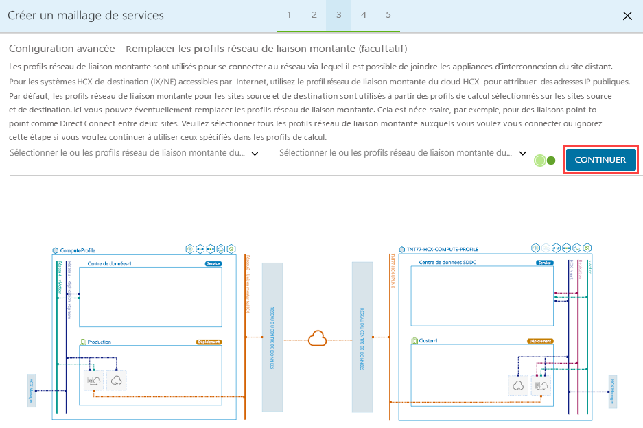 Screenshot of the optional advanced configuration to override uplink network profiles.