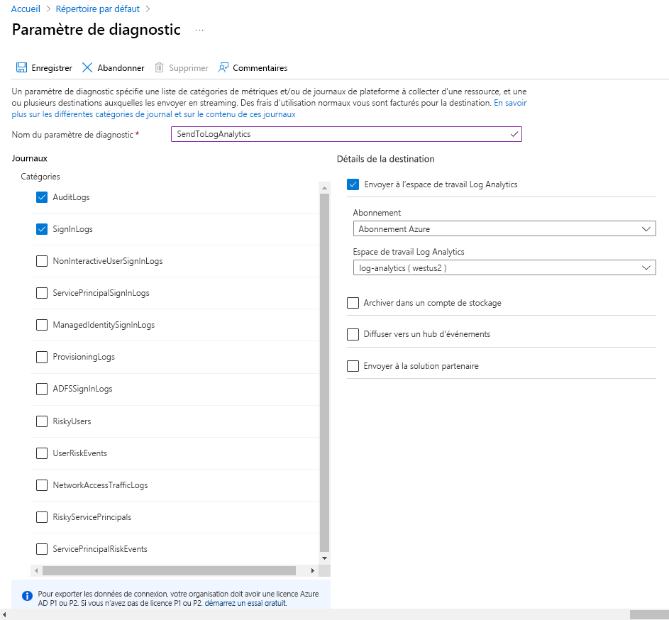 Capture d’écran montrant le concept de création d’un paramètre de diagnostic.