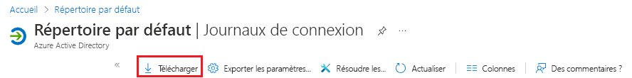 Capture d’écran de la barre de menus avec le bouton Télécharger sélectionné.