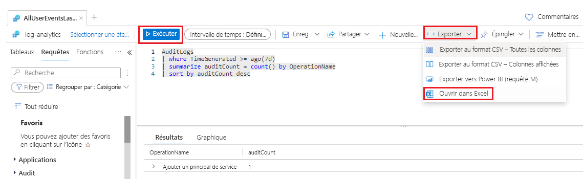 Capture d’écran des options de la liste déroulante Exporter.