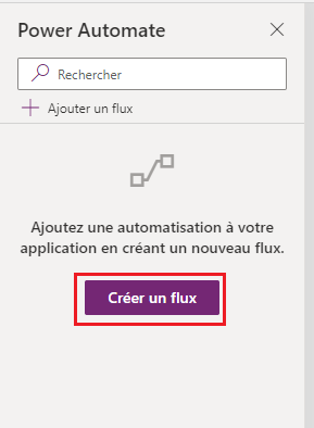 Capture d’écran de la boîte de dialogue Données avec le bouton Créer un flux mis en évidence.