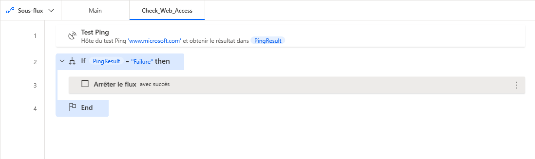 Capture d’écran du sous-flux Check_Web_Access.