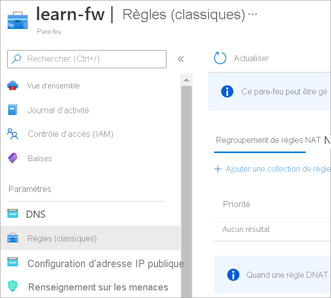 Screenshot that shows the rules classic option under settings in the firewall.