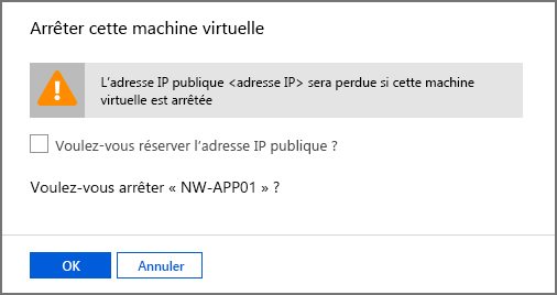 Capture d’écran de l’invite d’arrêt de cette VM.