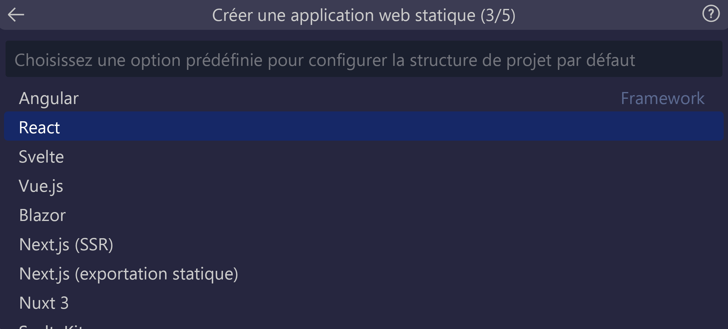 Capture d’écran montrant l’option Personnalisé sélectionnée.