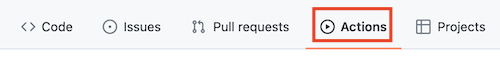 Capture d’écran de GitHub montrant l’onglet Actions.