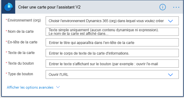 Paramètres de carte Sales Insights avec les colonnes obligatoires répertoriées dans le tableau ci-dessous.