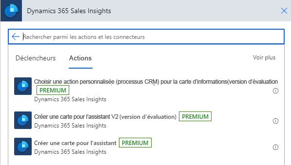 Dynamics 365 Sales Insights permet d’ajouter des actions personnalisées aux cartes d’informations.