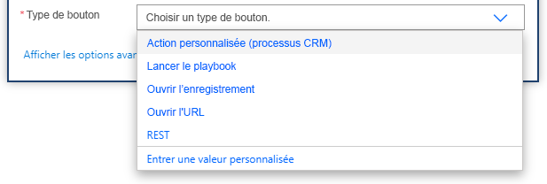 L’opération Créer une carte pour l’assistant V2 possède un nouveau type de bouton Action personnalisée (processus CRM).