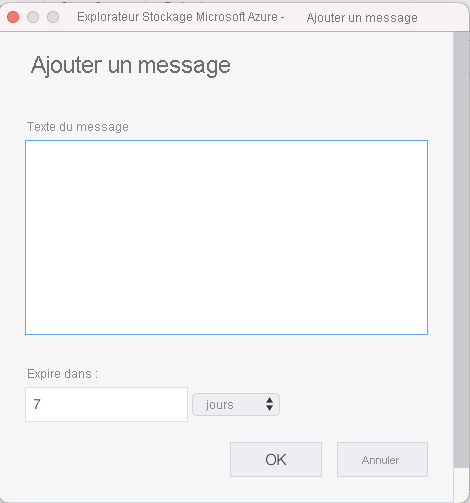 Capture d’écran montrant la sélection permettant d’ajouter un message dans la file d’attente.