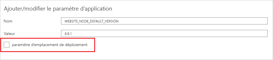 Screenshot of the toggle deployment slot setting in the Azure portal.