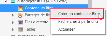 Capture d’écran montrant le menu contextuel permettant d’ajouter un conteneur.