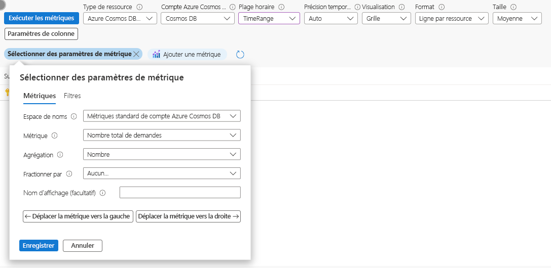 Screenshot that shows a query for the number of requests to a database in an Azure Workbook.