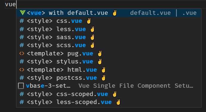 Capture d’écran du menu des extraits de code avec l’extrait de code sélectionné.