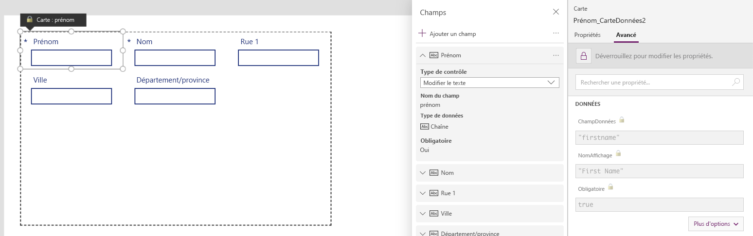 Capture d’écran de la personnalisation d’une carte à l’aide des options avancées.