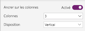 Capture d’écran du contrôle de conception Snap to columns.