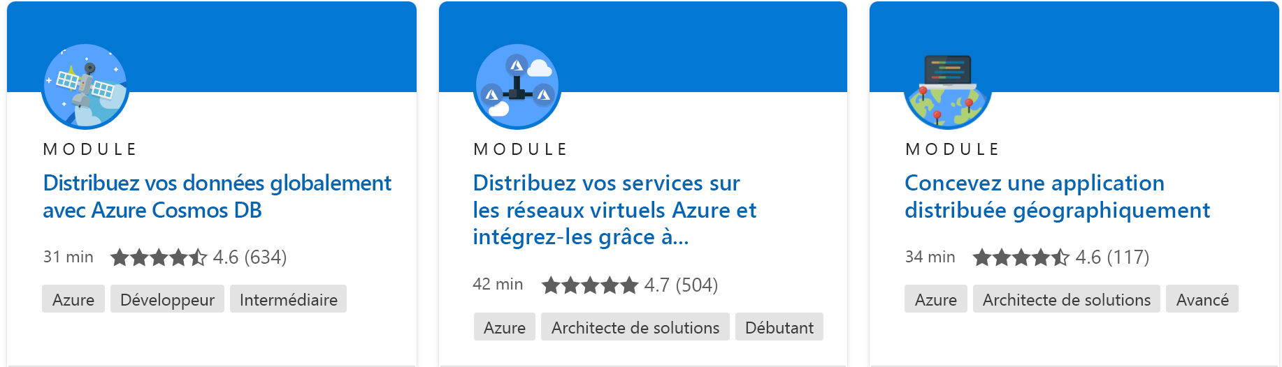 montrant un seul module avec tous les détails du site web Microsoft Learn