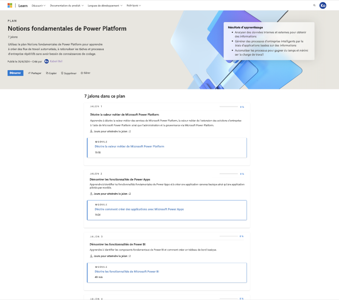 Capture d’écran de l’option Supprimer dans la page Gérer les plans.