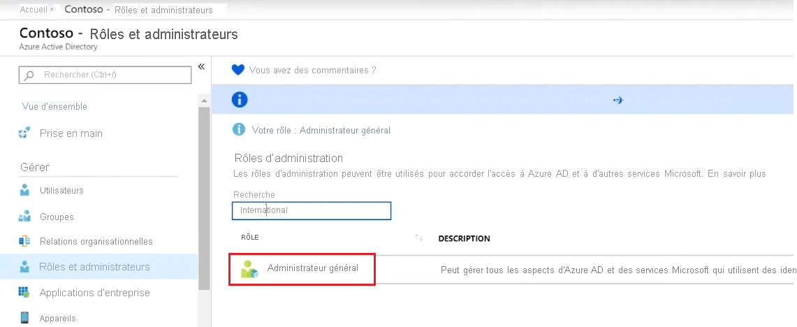 Diagramme montrant le rôle Administrateur général dans Microsoft Entra ID.