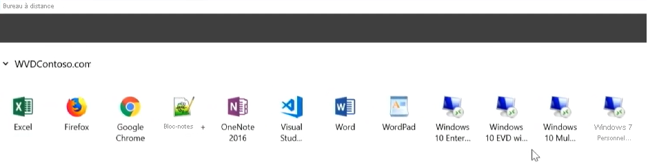 Diagramme des applications de bureau à distance Windows 10.