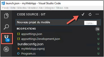 Capture d’écran de la validation à l’aide de VS Code.