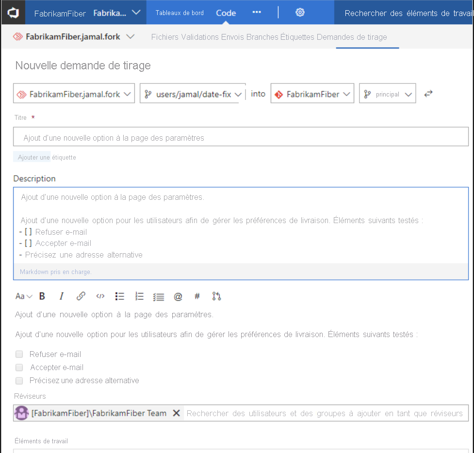 Diagramme montrant Créer et exécuter une demande de tirage.