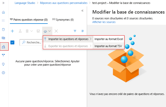 A screenshot showing how to import a file with question and answer pairs.