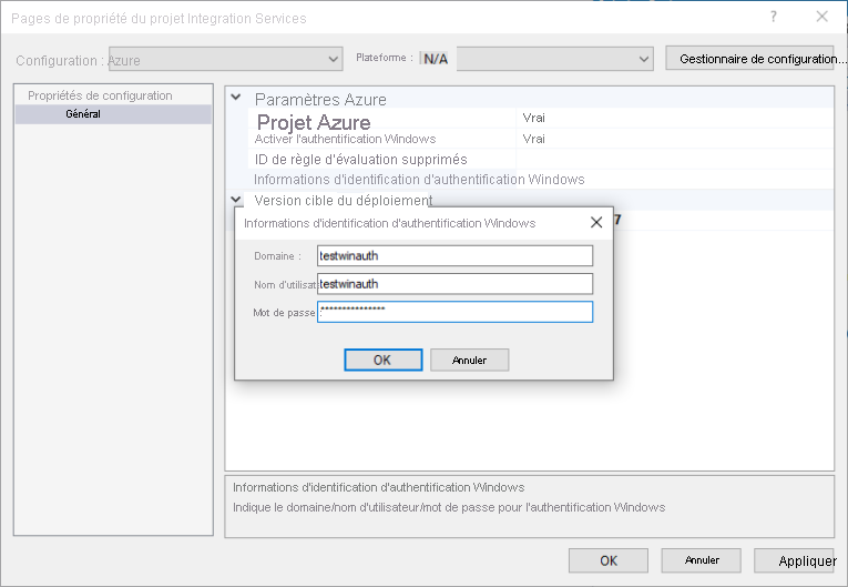 Configuration de l’authentification Windows