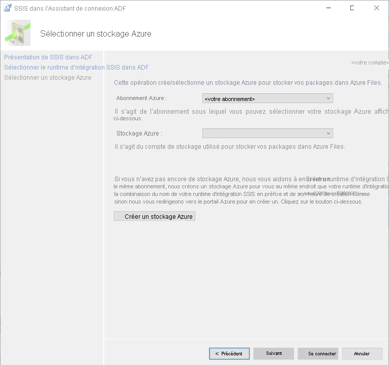 Sélectionnez Stockage Azure